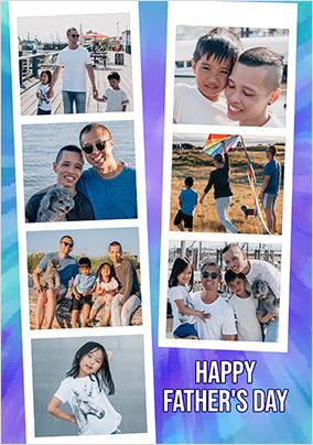 Tie Dye 7 Photo Father's Day Card - Giant (A3) - By Funky Pigeon: retailer-supplied image