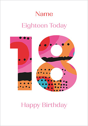 Eighteen Today Personalised 18th Birthday Card - A5 - By Funky Pigeon