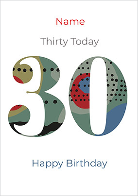Green 30th Him Personalised Birthday Card - Giant (A3) - By Funky Pigeon