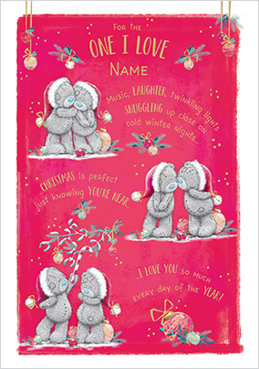 Me To You - One I Love Verse Christmas Personalised Card - A5 - By Funky Pigeon