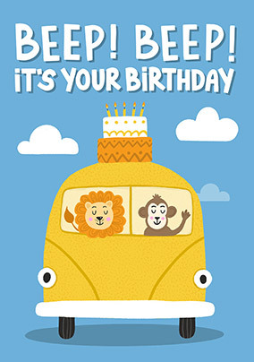 Beep Beep It's Your Birthday Card - A6 - By Funky Pigeon