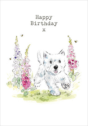 Wildflower Walkies Birthday Card - A6 - By Funky Pigeon: retailer-supplied image