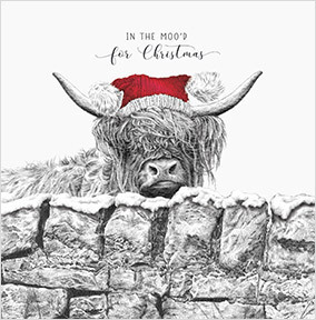 In The Moo'd For Christmas Square Card - Square - By Funky Pigeon: retailer-supplied image