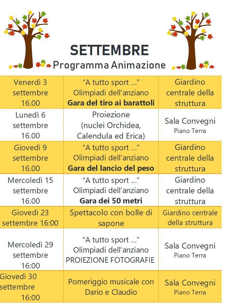 Immagine: CALENDARIO EVENTI MESE DI SETTEMBRE