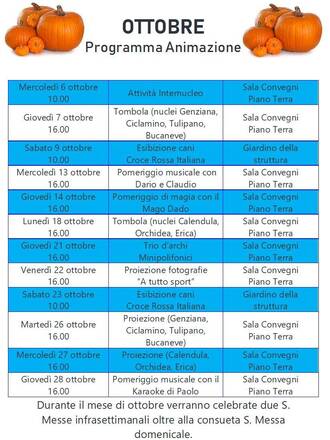 PROGRAMMA DEL MESE DI OTTOBRE