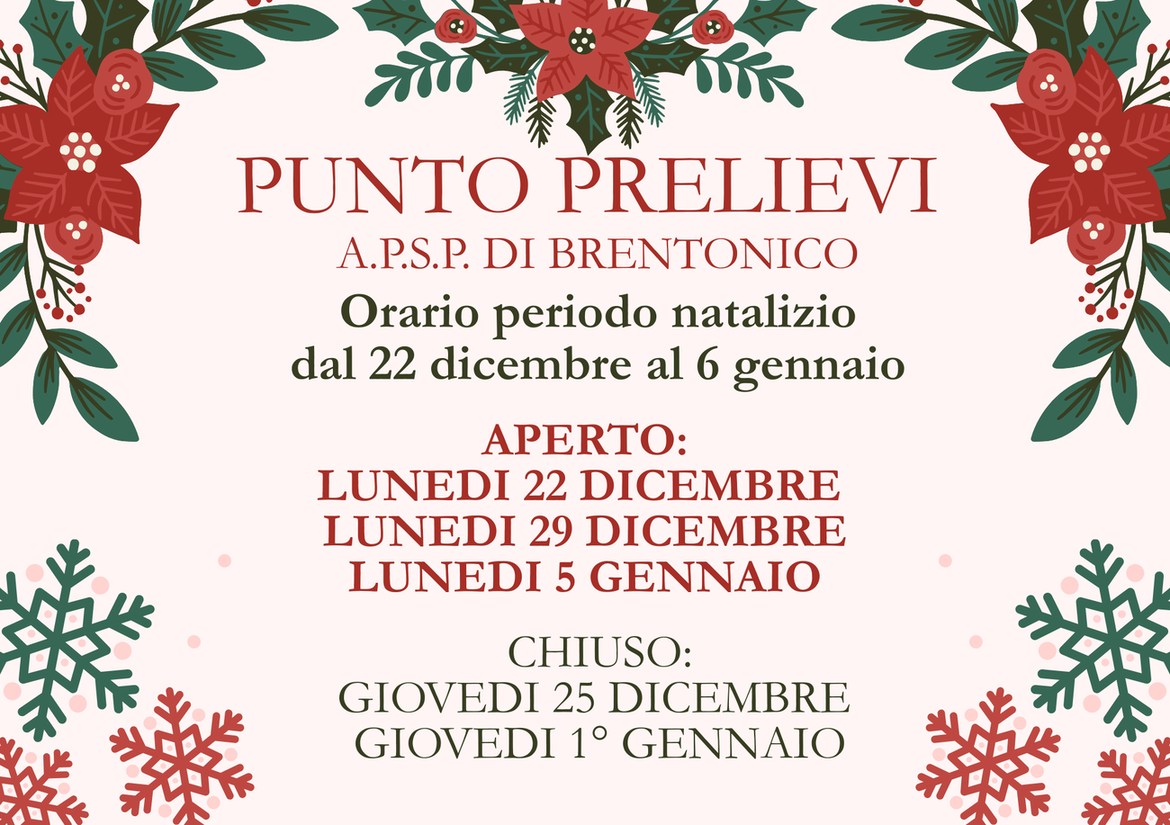 Immagine: Apertura Punto Prelievi periodo natalizio 2025