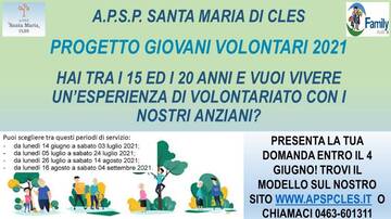 Progetto giovani volontari estate 2021 - domande entro il 4 giugno