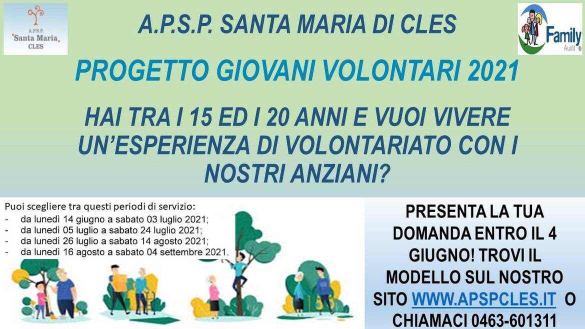 Immagine: Progetto giovani volontari estate 2021 - domande entro il 4 giugno