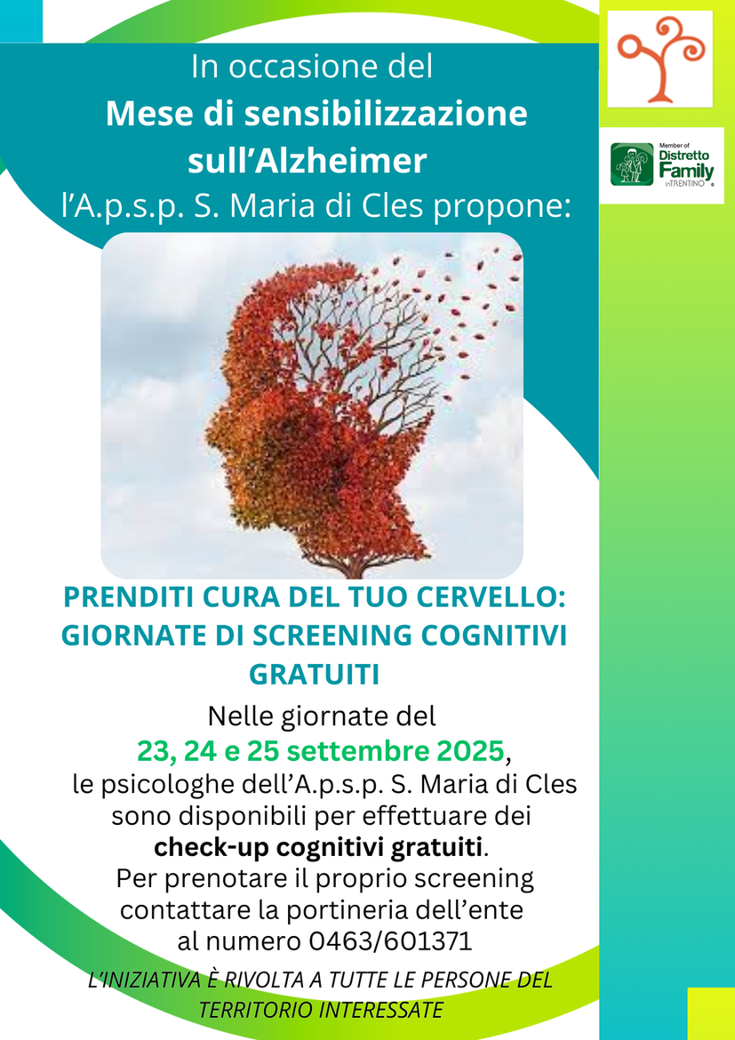 Immagine: 23-24-25 settembre Giornate di screening cognitivi gratuiti