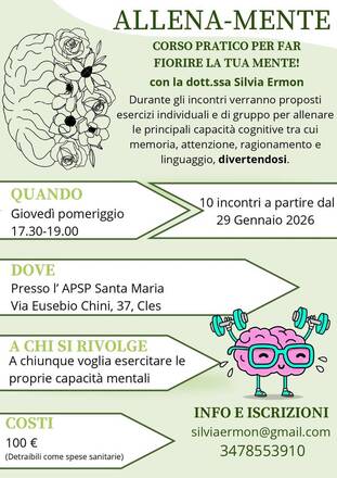 Immagine: ALLENA-MENTE CORSO PRATICO PER FAR FIORIRE LA TUA MENTE! Incontri a partire dal 29 Gennaio 2026.