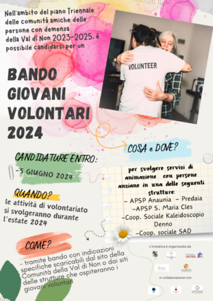 Bando giovani volontari 2024 - scadenza domande 5 giugno 2024