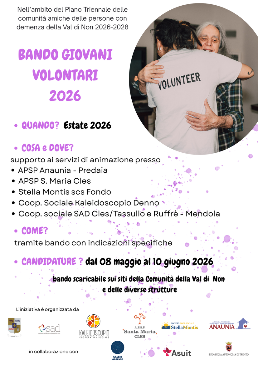 Immagine: Bando Giovani Volontari estate 2026 - scadenza domande 10/06/2026