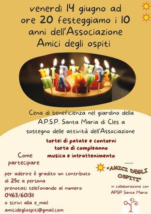 Cena di beneficienza 10 anni di AMICI degli OSPITI 14 giugno