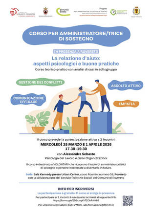 Immagine: Corso avanzato Rovereto "La relazione d'aiuto: aspetti psicologici e buone pratiche"