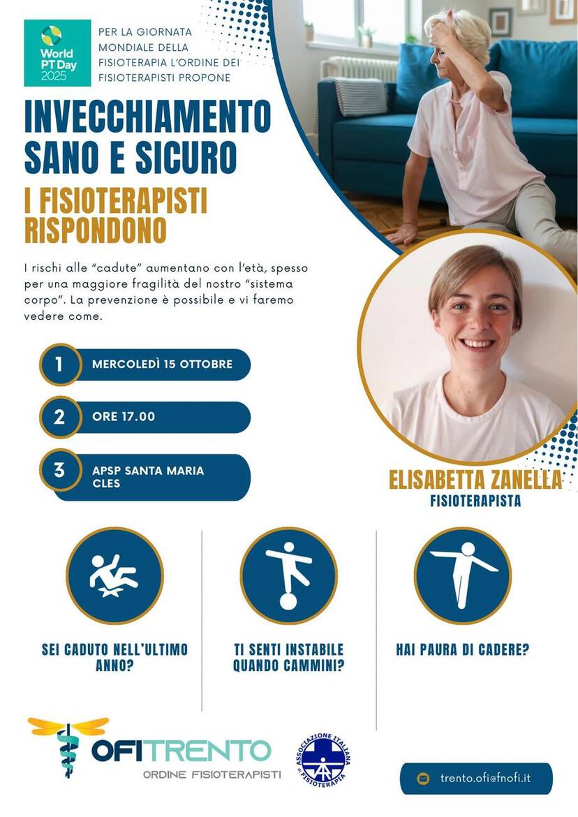 Immagine: Incontro "Invecchiamento sano e sicuro - i fisioterapisti rispondono" 15/10/2025 alle ore 17