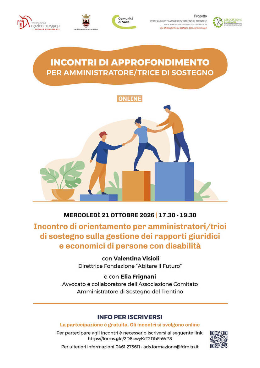 Immagine: Incontro on line di orientamento per amministratori/trici di sostegno il 21/10/2026