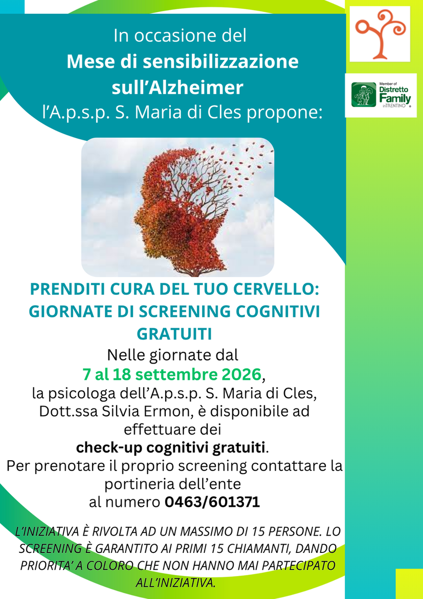 Immagine: Mese di sensibilizzazione sull'Alzheimer: screening cognitivi dal 7 al 18 settembre
