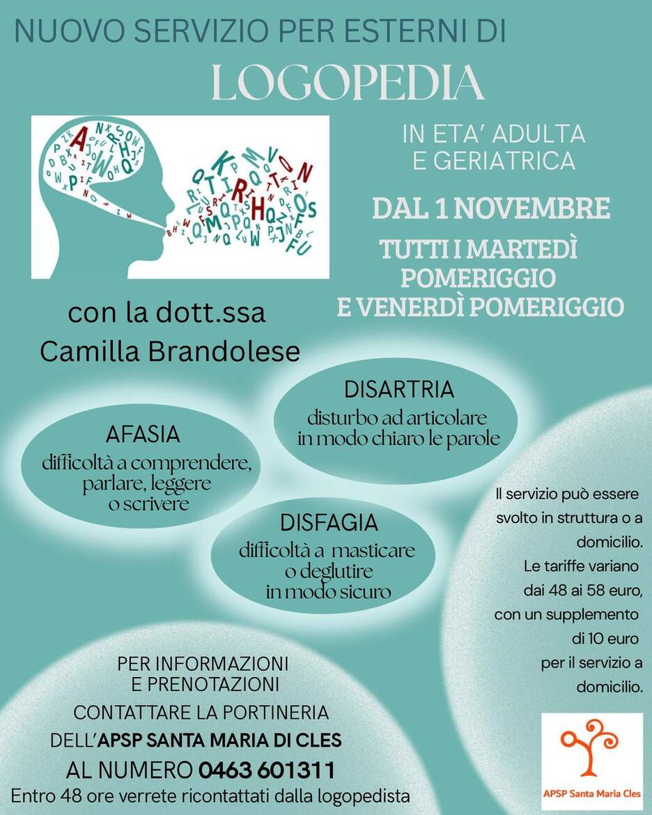 Immagine: Nuovo servizio di logopedia per utenti esterni dall'01/11/2026