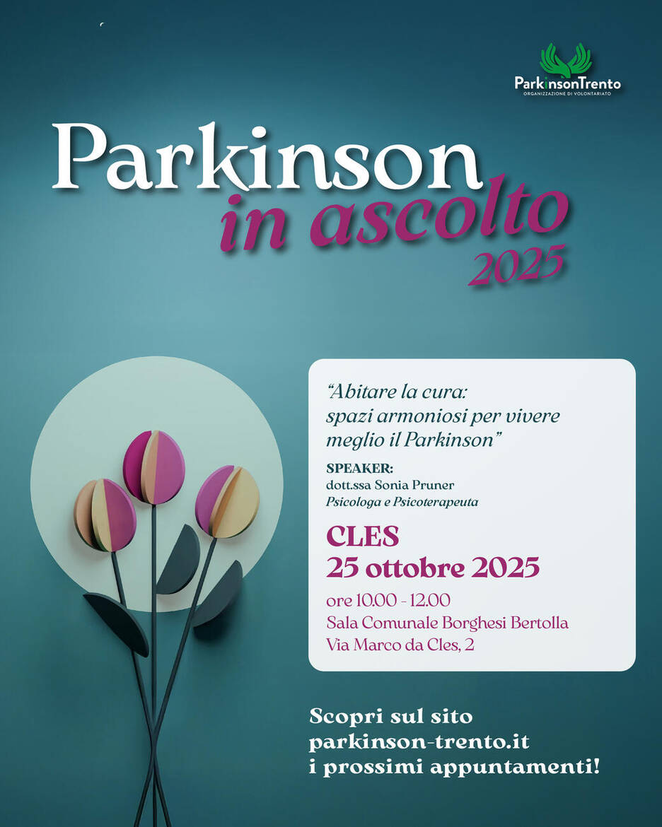 Immagine: PARKINSON IN ASCOLTO - Cles 25 ottobre 10-12 presso sala comunale Borghesi Bertolla