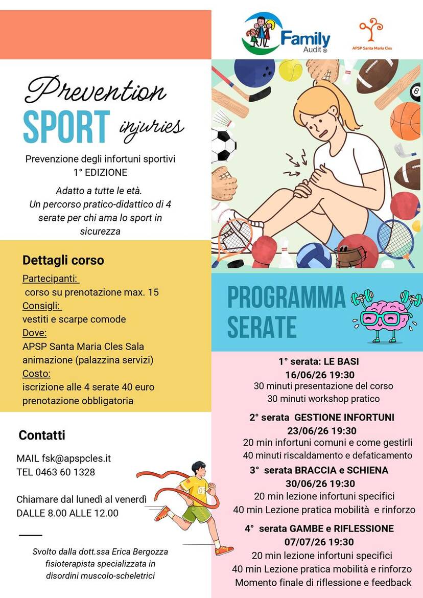 Immagine: Prevenzione degli infortuni sportivi dal 16/06/2026 - 4 incontri