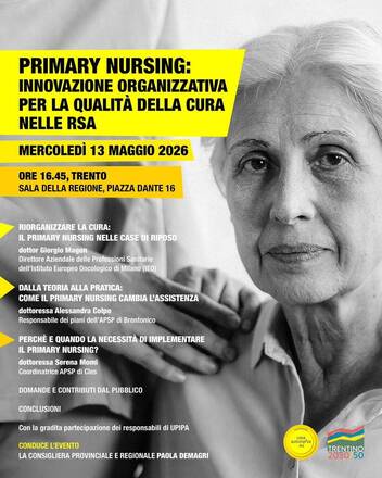 Immagine: Primary Nursing: innovazione organizzativa per la qualità della cura nelle RSA - 13/05/2026 ore 16.45 a Trento