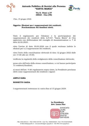 Immagine: Proclamazione rappresentanti Residenti