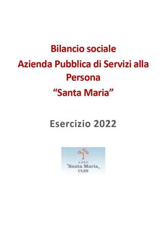 Pubblicato il primo BILANCIO SOCIALE dell'A.P.S.P. Santa Maria 