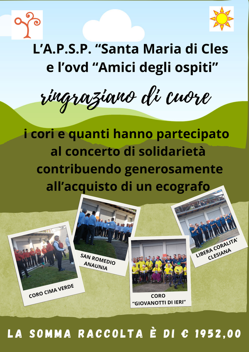 Immagine: Ringraziamenti Concerto di solidarietà "IL PARCO IN...CANTA"