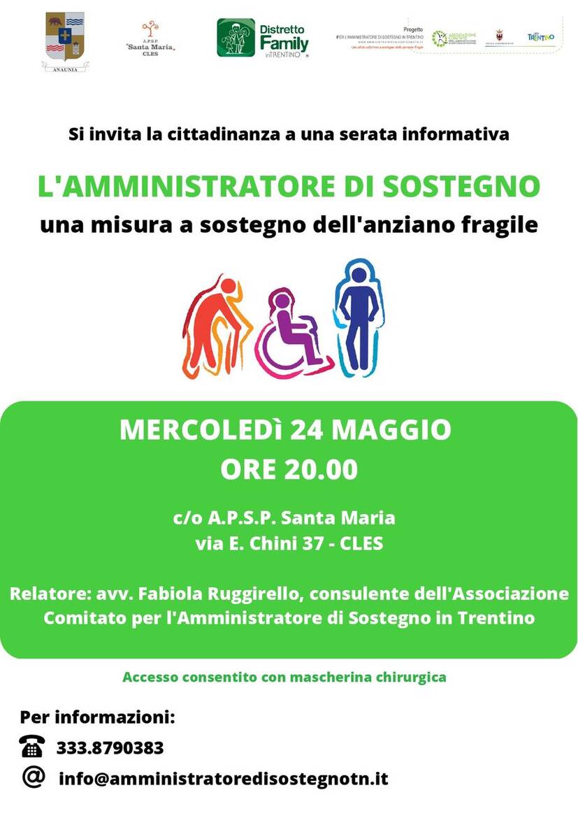 Immagine: Serata informativa a tema "l'amministratore di sostegno una misura a sostegno dell'anziano fragile" - 24 marzo ore 20.00