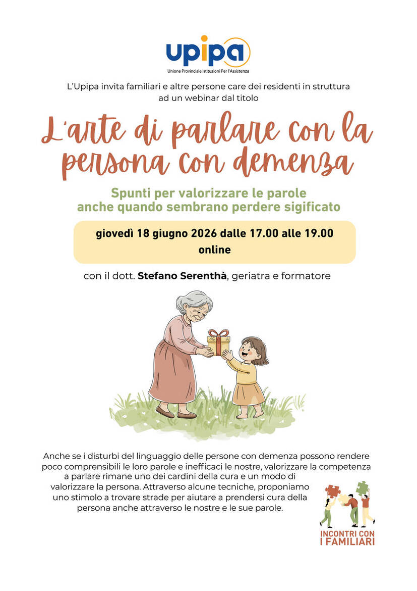 Immagine: secondo webinar del percorso di formazione con i familiari 2026 - giovedì 18 giugno, dalle 17.00 alle 19.00, online