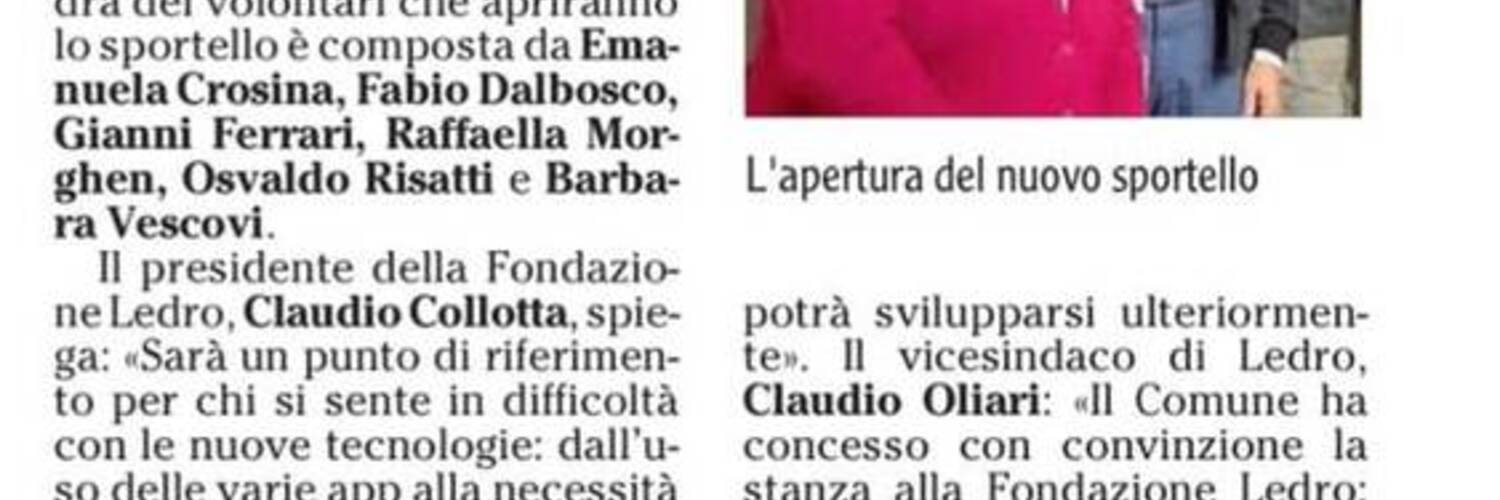 Attivazione sportello "PASSA A DOMANDAR"