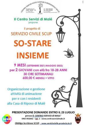 NUOVO PROGETTO SERVIZIO CIVILE - ISCRIZIONI ENTRO IL 23 LUGLIO 2021