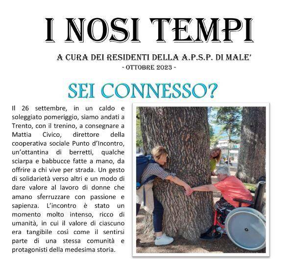 Immagine: IL GIORNALINO "I NOSI TEMPI" a cura dei residenti della A.P.S.P. di Malè mese di ottobre 2023