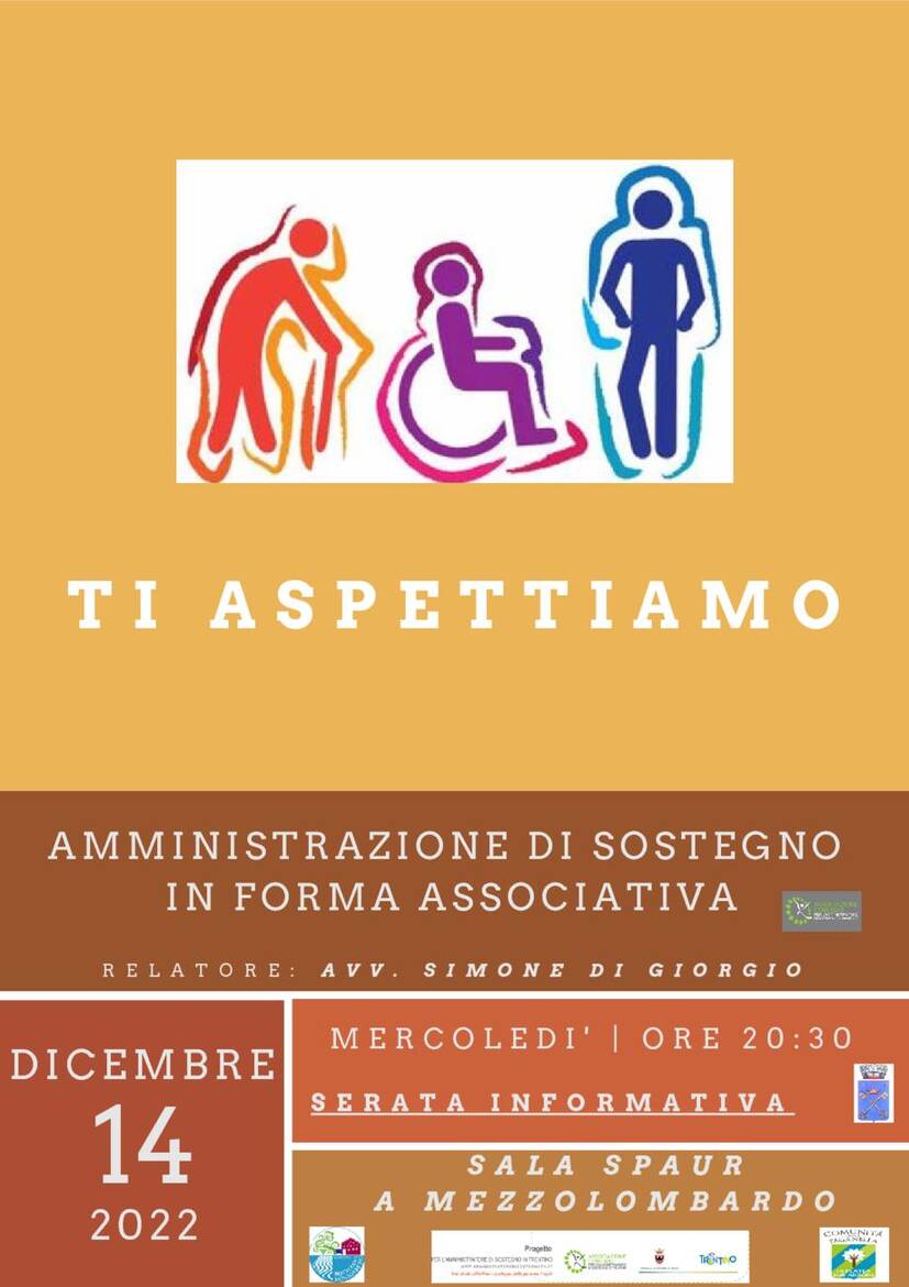 Immagine: "Amministrazione di Sostegno in forma associativa" il 14.12.2022 - Sala Spaur Mezzolombardo