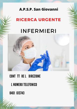 INFERMIERI ANCHE LIBERO PROFESSONISTI - RICERCA URGENTE INFERMIERI ANCHE LIBERO PROFESSONISTI - RICERCA URGENTE