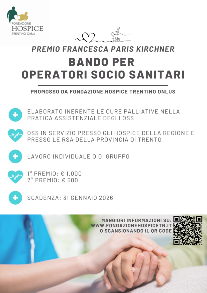 Immagine: BANDO PER OPERATORI SOCIO SANITARI promosso da Fondazione Hospice Trentino ONLUS