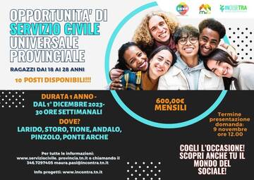 OPPORTUNITA' DI SERVIZIO CIVILE - INCONTRA Società Cooperativa Sociale