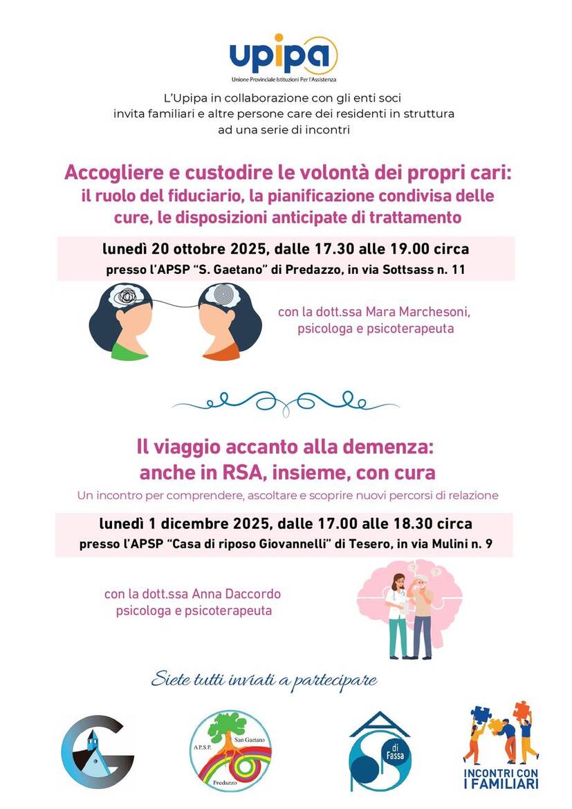 Invito ad incontri familiari e altre persone care dei residenti in struttura 