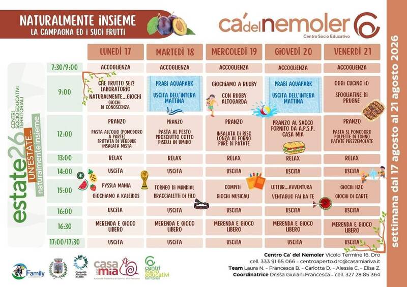 Centro Cà del Nemoler | 17-21 agosto