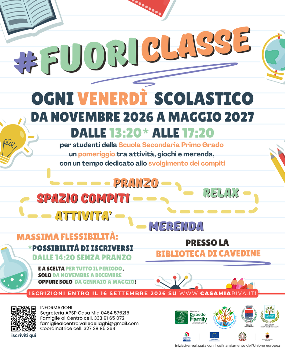 Immagine: Cavedine #fuoriclasse il venerdì pomeriggio proroga iscrizioni