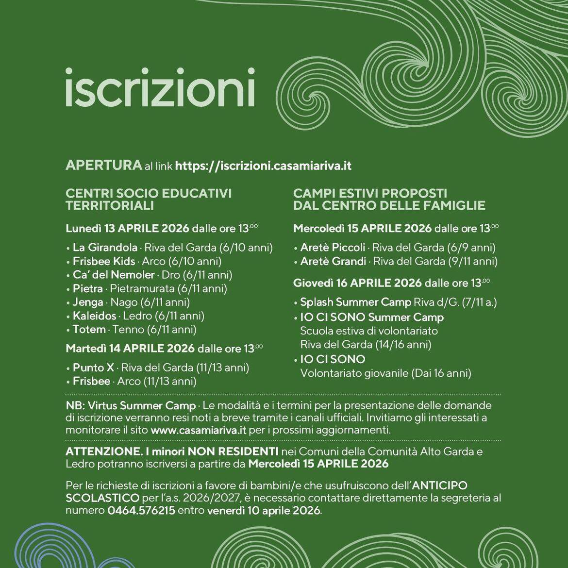 Immagine: Estate26 Info 1 iscrizioni