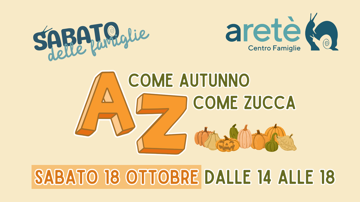 Tornano i Sabato in famiglia all’Aretè! Il 18 ottobre ci saranno attività per tutta la famiglia, per rendere un pomeriggio autunnale l’occasione di trascorrere del tempo di qualità insieme. La naturalista Chiara Parisi ci svelerà curiosità e segreti sui pipistrelli che abitano il biotopo del Monte Brione, mentre nella cucina del Centro Famiglie grandi e bambini/e potranno metteranno le loro quattro mani in pasta per sperimentare la ricetta perfetta per questo periodo: gli gnocchi di zucca (...non stregata!). Dopo la merenda il divertimento continua con il truccabimbi di Halloween, giochi in scatola, angolo morbido e calcio balilla. Non è necessario iscriversi, chiediamo però di prenotarsi inviando un messaggio Whatsapp al numero del centro. Vi aspettiamo con terrificanti costumi! 