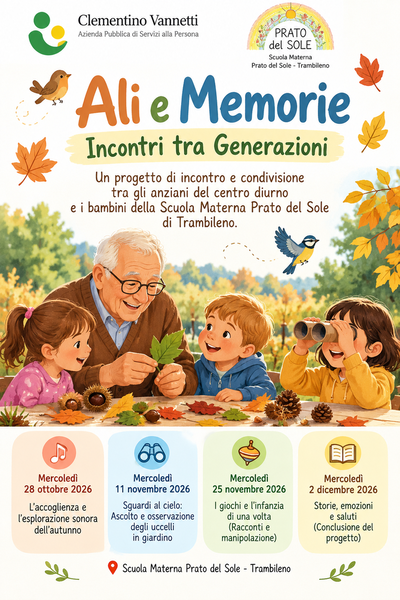 Progetto intergenerazionale “Ali e Memorie: Incontri tra Generazioni” in collaborazione con la Scuola Materna Prato del Sole di Trambileno