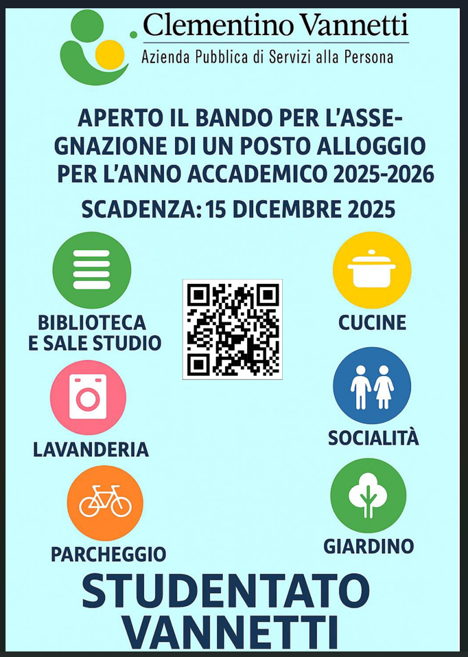 Immagine: STUDENTATO VANNETTI - BANDO PER L'ASSEGNAZIONE DI UN POSTO ALLOGGIO