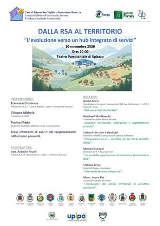 Immagine: CONVEGNO: DALLA RSA AL TERRITORIO “L’EVOLUZIONE VERSO UN HUB INTEGRATO DI SERVIZI”