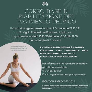 Immagine: CORSO BASE DI RIABILITAZIONE DEL PAVIMENTO PELVICO