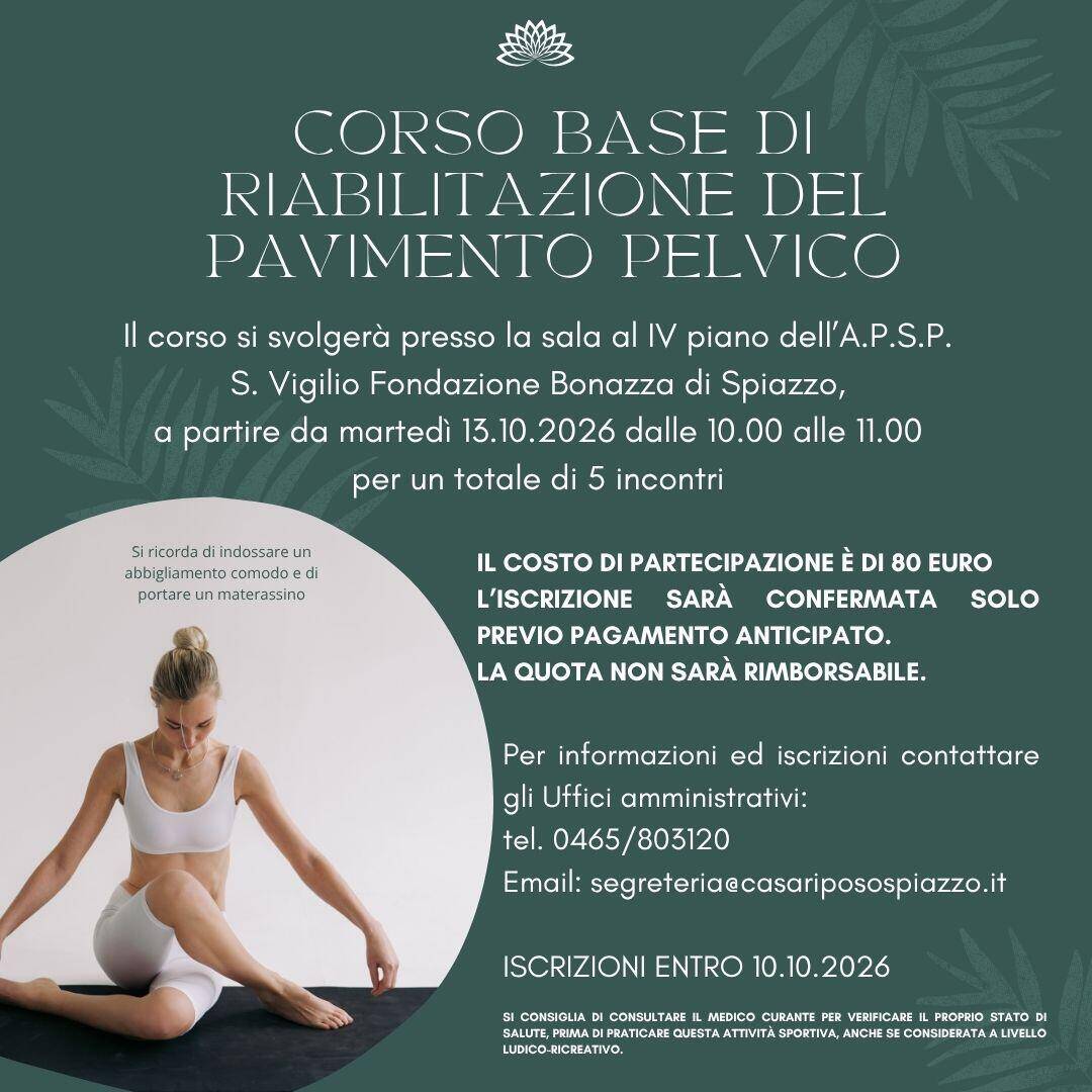 Immagine: CORSO BASE DI RIABILITAZIONE DEL PAVIMENTO PELVICO