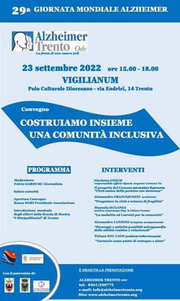29^ Giornata Mondiale Alzheimer - Convegno:" costruiamo insieme una comunità inclusiva"