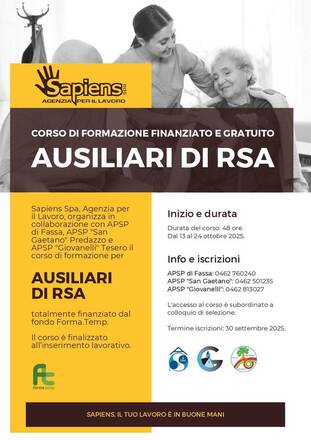 Immagine: Corso di formazione gratuito AUSILIARI di RSA