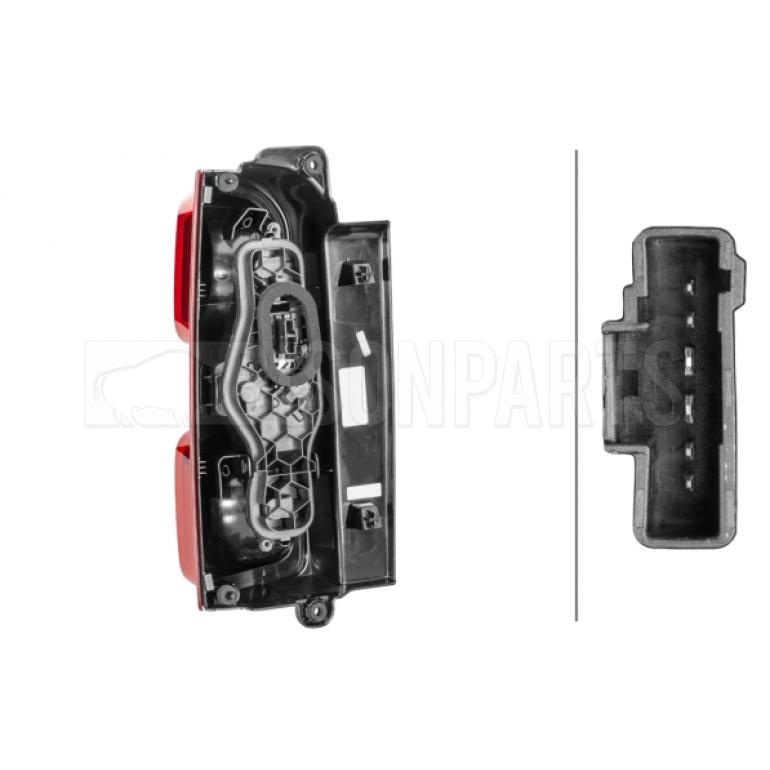 REAR LAMP WITH BULBHOLDER AND BULBS DRIVER SIDE RH